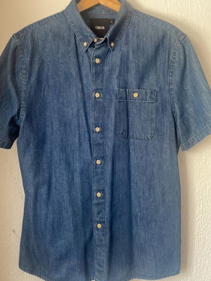 ASOS Denim Shirt used, short sleeve, dark indigo, size L