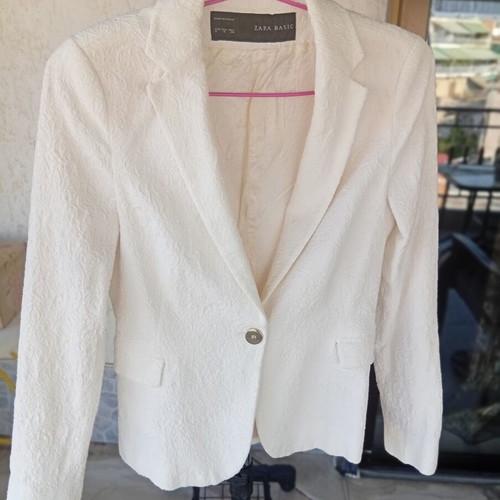 Zara brocade jacket, white, size M, slim fit, gold buttons
