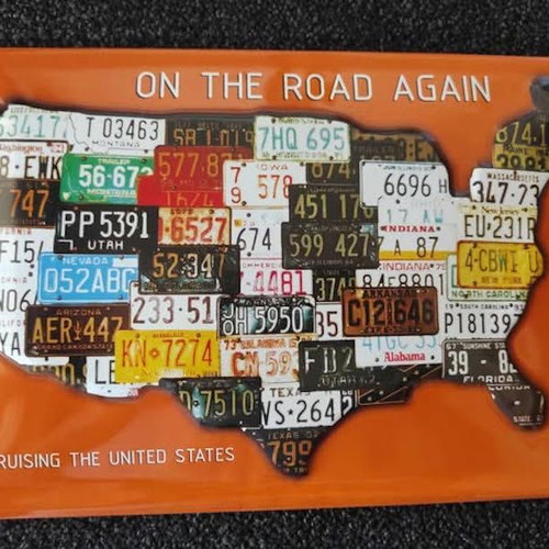 Decorative metal sign United States map new