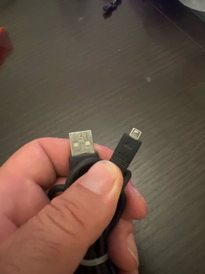 USB to Mini-USB cable used, data transfer and charging