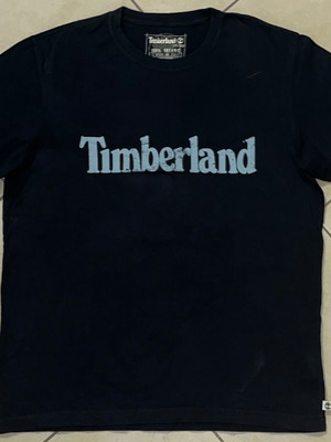 Timberland Men T-Shirt black classic logo print 100% organic cotton size XL like new