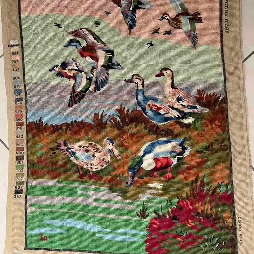 Handmade embroidery "Wild Ducks at the Lake" like new