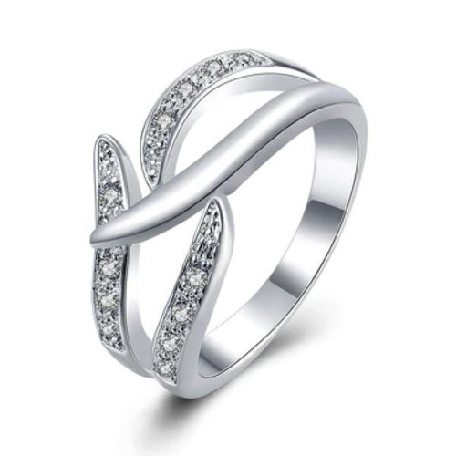 Butterfly ring with zirconia, silver plated, new