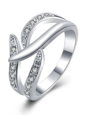 Butterfly ring with zirconia, silver plated, new