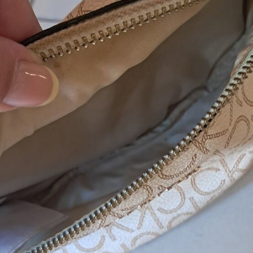 Calvin Klein crossbody bag, white and beige with logo detail