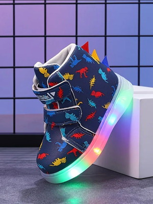 Children's dinosaur boots with led lights blue, size 21, new