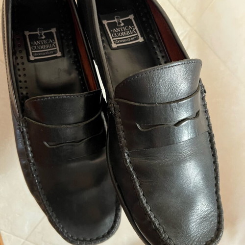 Antica Cuoria black leather men's moccasins used, size 42