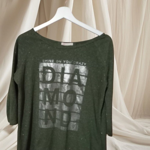 Bsb women's blouse with glitter, like new, oversize green