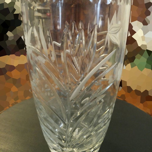 Crystal Antique Engraved Vase Like New