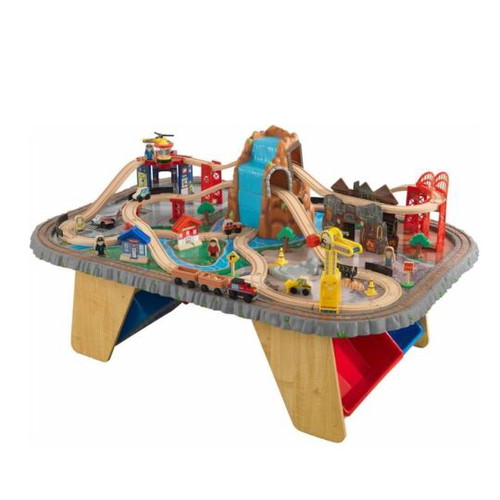 Children's play table with train track used