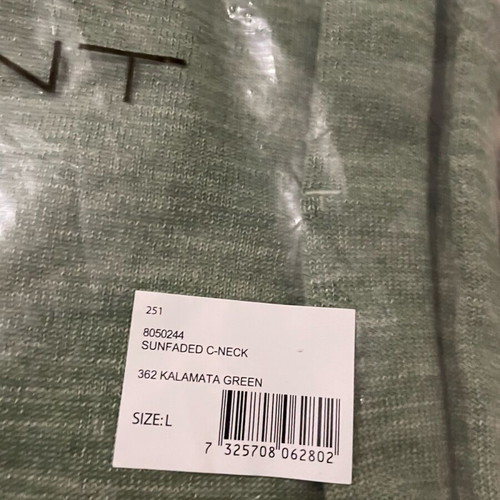 Gant L Green sweatshirt new, organic cotton, crew neck