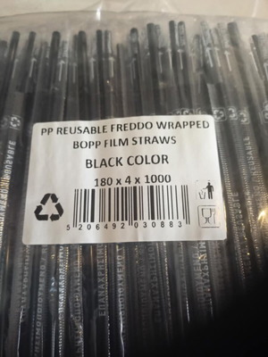 Freddo straws pack of 1000, sealed, black