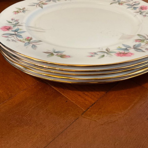 Duchess Bramble Rose English porcelain dinner plates set of 5, excellent condition