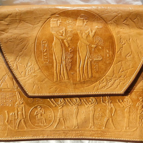 Ethnic Egypt shoulder bag made of genuine leather used