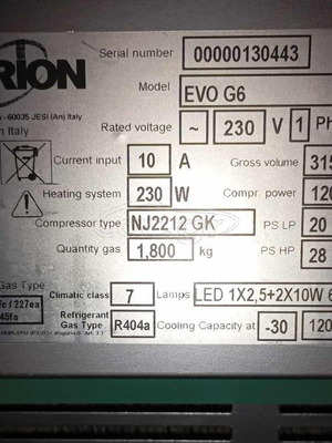 Orion Evo G6 Ice Cream Display Case like new