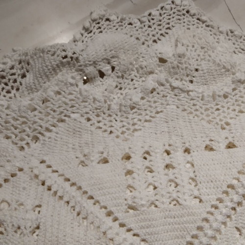 Handmade oversized knitted blanket ivory color 2.20x2.76
