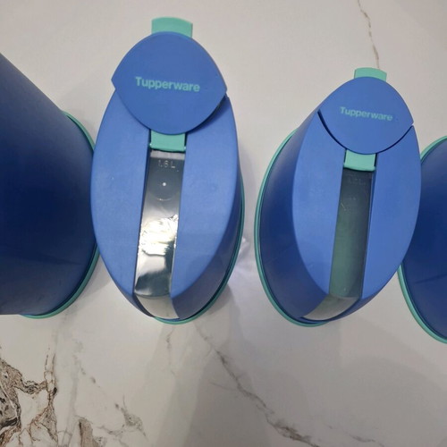 Tupperware Modular Oval Container Set of 4 Blue Veraman Like New
