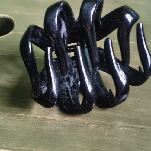 Frida Kahlo Hair Claw like new, black with painted flowers