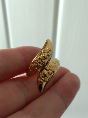 Women's Adjustable Steel Ring with Embossed Design