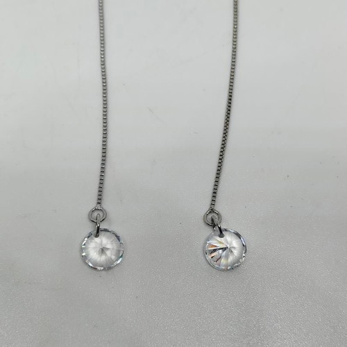 Silver Drop Chain Earrings with Swarovski Crystals like new