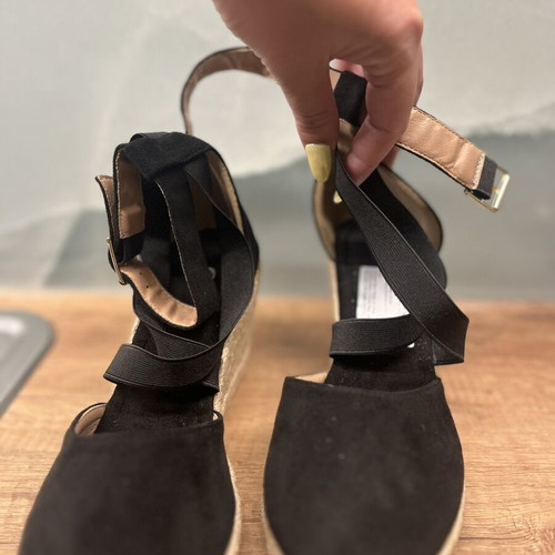 Black platform espadrille sandals new, size 37