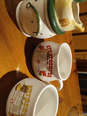 Set of 3 collectible white kitchen containers, Knorr and German porcelain