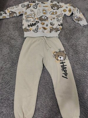 Tracksuit set used, beige and brown, with small mark