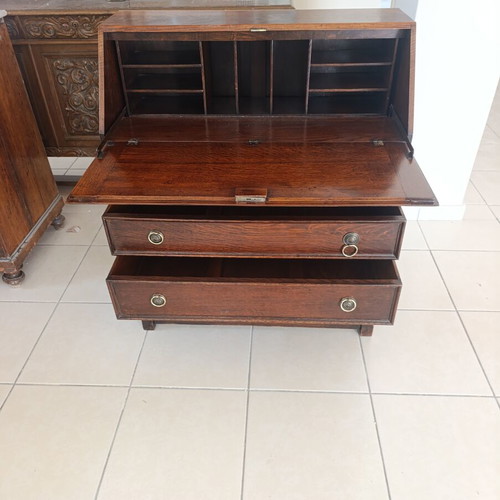 English Oak Bureau vintage used, solid wood 1920s-1930s