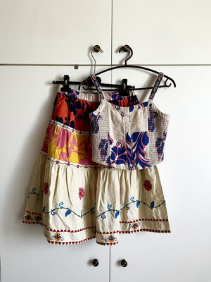 Zara girls' set used, sleeveless top and skirt for ages 13-14