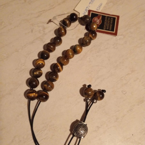 Handmade Komboloi with Tiger Eye and Silver, New