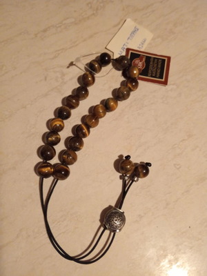 Handmade Komboloi with Tiger Eye and Silver, New