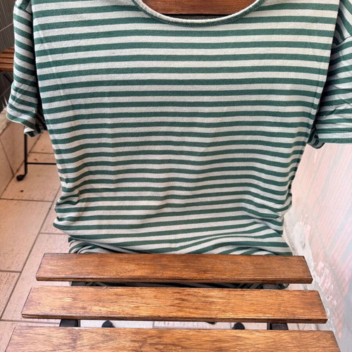 JBP striped t-shirt used, green and gray, slim fit, size S