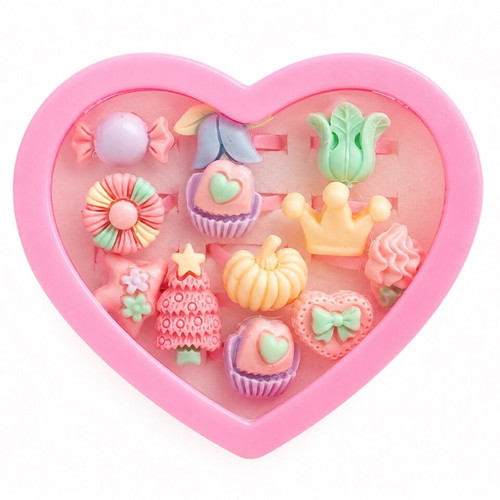 Heart-shaped case with children's rings new