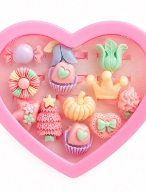 Heart-shaped case with children's rings new