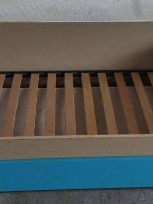 Children's double bed used with sliding pull-out mattress