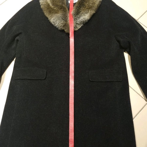 Wool coat new with synthetic fur, gray, size XL