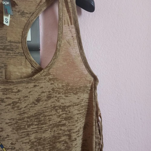 Attrattivo women's brown top small like new with fringes and sporty back