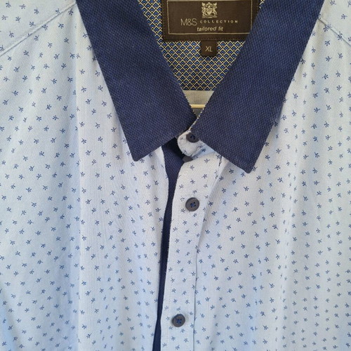Men's shirt blue with blue details Marks and Spencer like new, size XL