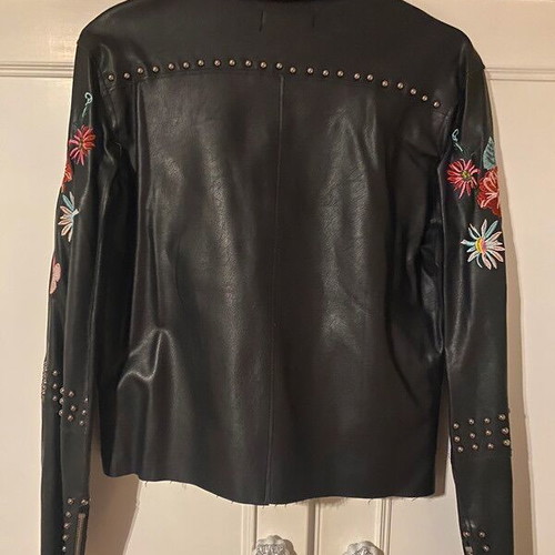 Faux leather jacket new with embroidery and studs