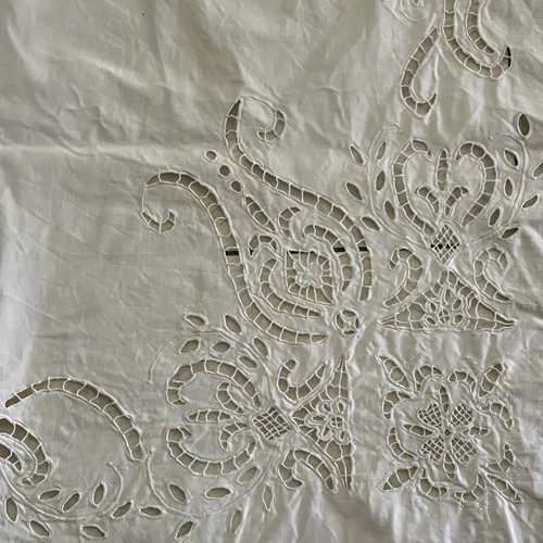 Vintage curtain used with cutwork embroidery on cotton fabric