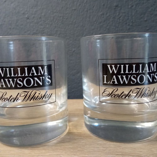 William Lawson's Scotch Whisky collectible glasses set of 2 like new
