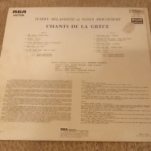 Harry Belafonte & Nana Mouskouri Chants de la Grece vinyl used