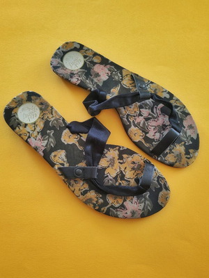 Vintage Diesel 1978 sandals used with floral print and satin ribbon
