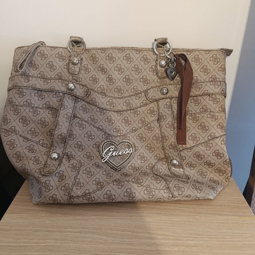 Guess large shoulder bag used, brown beige