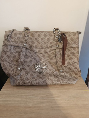 Guess large shoulder bag used, brown beige