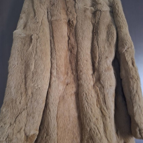 BSB Collection camel color rabbit fur coat, size 40