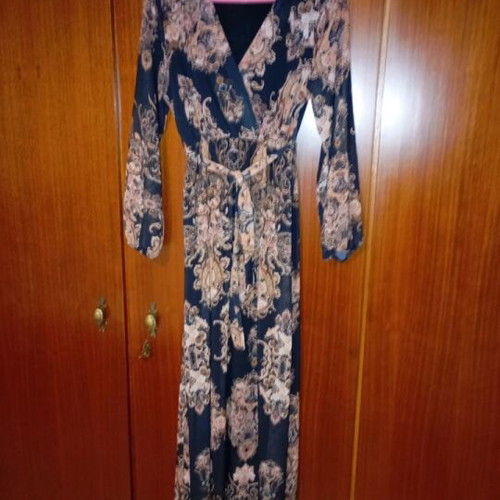 Long dress with belt like new, black and brown