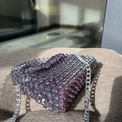 Handmade beaded bag new, gray