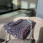 Handmade beaded bag new, gray
