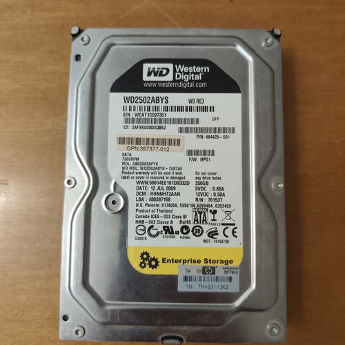 Western Digital RE3 250GB 3.5" SATA II hard drive like new